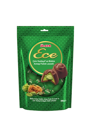 Ece İkramlık Çıtır Kadayıf Ve Bütün Antep Fıstıklı Sütlü Çikolata - 300 Gram