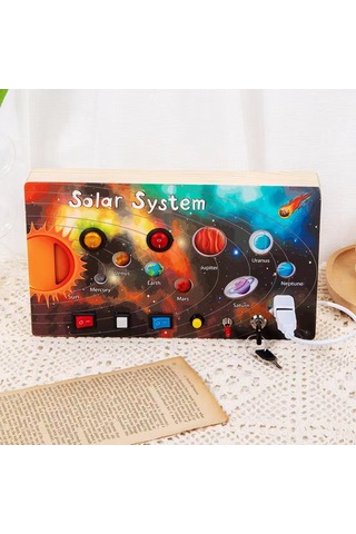 Yaleker Çocuklar İçin Eğitici Ahşap Led Anahtarlı Oyun Tahtası - Pratik Ve Eğlenceli