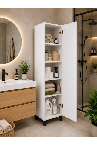 "mdf" Banyo Boy Dolabı, Çok Amaçlı Kiler Dolabı, Erzak Dolabı Beyaz