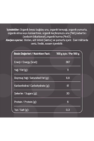 Organik Keçiboynuzlu Hurmalı Kurabiye 55 G