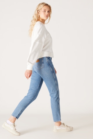 Wrangler Yüksek Bel Dar Paça Esnek Mavi Kadın Mom Jean Denim Kot Pantolon W246016404 Açık Mavi