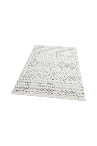 Arya Ar 05 Beige Blue %100 Geri Dönüşümlü Pamuktan Çift Taraflı Yıkanabilir Modern Dekoratif Kilim
