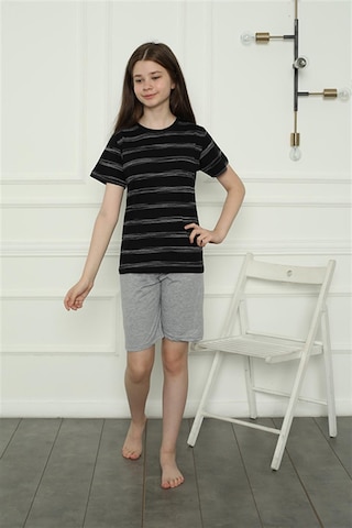 Akbeniz Kız Çocuk Penye Şortlu Pijama Takım 20405 SIYAH