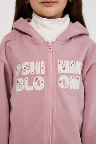 Panço Kız Çocuk Fermuarlı Pudra Sweatshirt Pembe