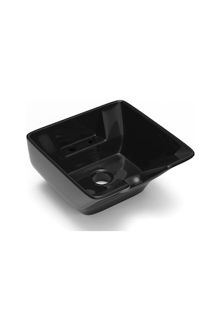 Seramik Kuaför Lavabosu 57 Cm Siyah Bayan Kare Yıkama Başlığı Siyah