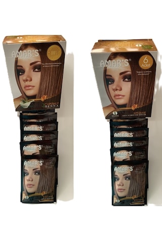 Amar S Henna Kına İçeren Saç Boyası 6 Lı 10g Paket Kestane Renk-