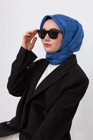 Silk Home Twill İpek Eşarp - 11392-33 Mavi Siyah Mavi Siyah