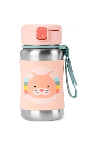 Skip Hop Zoo Pipetli Paslanmaz Çelik Suluk 350 Ml Kedi Çok Renkli