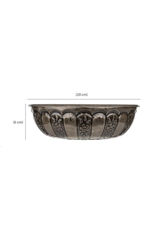 Ludıa Dekoratif Desenli Geleneksel Hamam Banyo Tası 6cmx20cm Koyu Gri