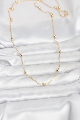 Cm 14k Gold Renk Pirinç Top Zincirli 60 Cm Kadın Kolye - Lisinya altın