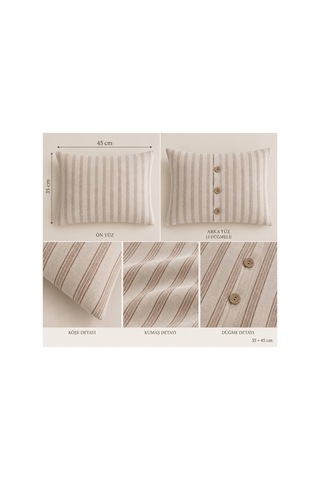 H&c 4 Parça Bebek Nevresim Takımı Krem Kahve Çizgili 100x150 CM Nevresim Çarşaf 2 Yastık Kılıfı