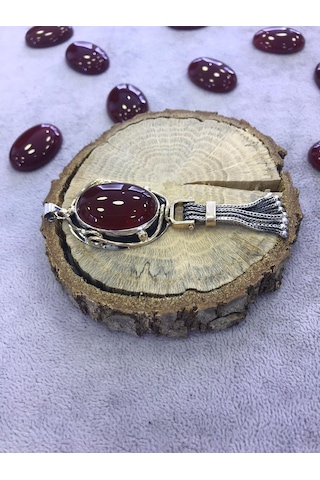 Kahverengi Akik Taşlı Gümüş Kolye 925 Ayar 512655438