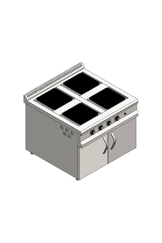 Csa İnox Karacasan Endüstriyel Elektrikli 4 Lü Dolaplı Kuzine Ocak