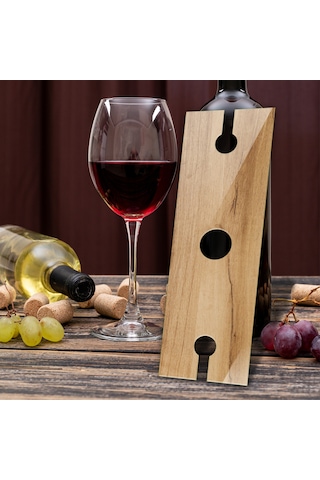 Cam Şarap Şişesi Ve Kadeh Tutucu Bella 10cm X 32cm