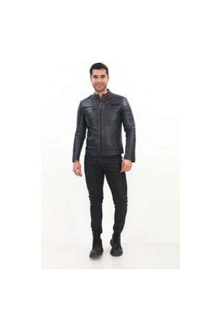 New Zaya Leather Erkek Biker Deri Ceket -