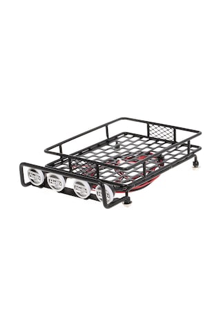 Kangvka 1/10 Rc Crawler İçin Alüminyum Çatı Bagajı Ve Led Işık Barlı Taşıyıcı