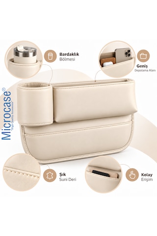 Microcase İçecek Bölmeli Oto Araç Koltuk Yanı Eşya Düzenleyici Organizer 2in1 Sağ Sol Set Al7014 Siyah