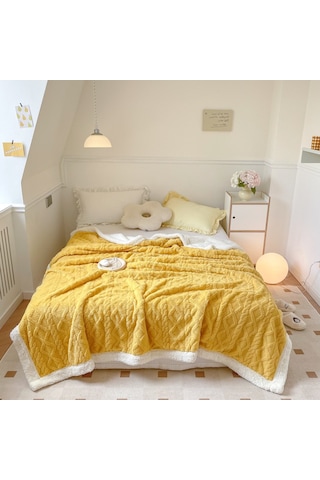 Hqgoodstore Yeni Ev Basit Düz Renk Kalınlaştırılmış Kuzu Kadife Çift Yumuşak Tek Battaniye Mor 150 200cm Mor