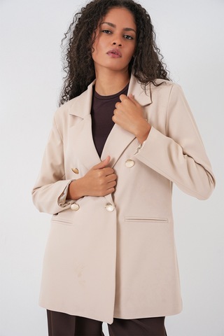 Bigdart Kadın Kruvaze Yaka Blazer Ceket 0722 - Krem