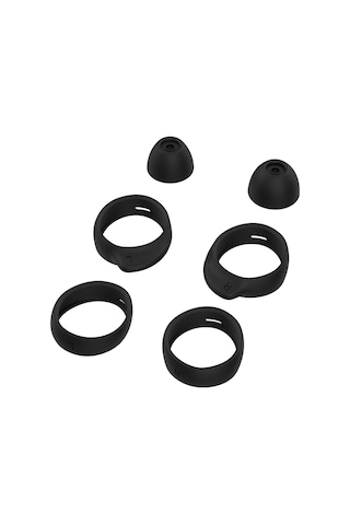 Youmex Galaxy Buds İçin 8'li Silikon Kulaklık Kapağı Değiştirme Aksesuarı Seti - Siyah Siyah