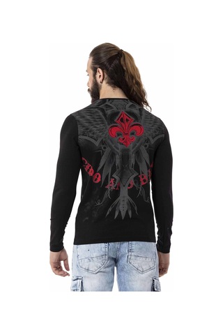 Cipo & Baxx CL522 Desenli Siyah İnce Sweatshirt Siyah