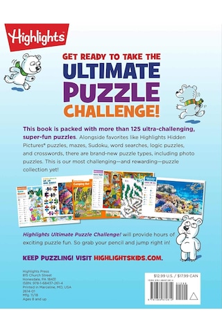 Ultimate Puzzle Challenge: 125+ Brain Puzzles For Kids, Hidden Pictures, Mazes, Sudoku, Word Searches, Logic Puzzles And More, Kids Activity Book For Super Solvers