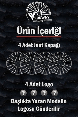 Fiat Bütün Modelleri İçin Uyumlu 15" İnç Gri-siyah 4 Adet Jant Kapağı Egea Linea Albea Punto Vb.