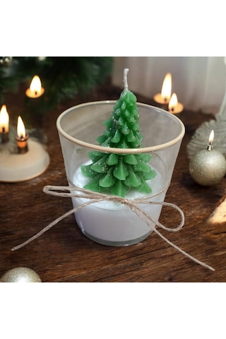 Luluyen New Year Yılbaşı Çam Ağacı Bardak Mum Eskitme