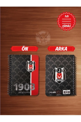 Bjk Beşiktaş Taraftar Not Defteri 72 Yaprak Çizgili Ödev Defteri Siyah