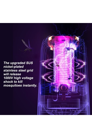 Lemestar Ev İçin Usb Li Mavi Kovucu Işık: 360 Led Işık İle Sinek Çekme, Turbo Motor G吸力, Yüksek Gerilimle Yok Etme Ve Görünür Depolama Kutusu