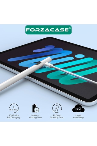 Forzacase  iOs Android Tablet Ve Telefonlar İle Uyumlu Led Göstergeli Dokunmatik Kalem Beyaz Fc1161 Beyaz
