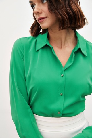 Sateen Düz Klasik Gömlek - Yeşil