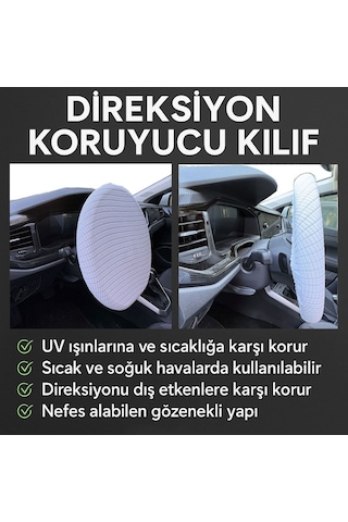 Direksiyon Koruyucu Kılıf Universal Uv, Toz, Isı Koruma Yaz Kış Kullanıma 36-42 Cm