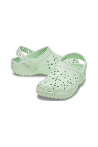 Crocs Classic Floral Cut Out Clog Kız Bebek Terlik 210944 Yeşil