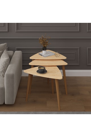 3 Lü Üçgen Zigon Sehpa Ahşap Ayaklı-sehpa02-safir Meşe