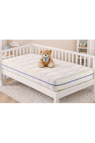 12Cm Aloe Süngerli Bebek Çocuk Beşik Yatağı 70x130 Yıkanabilir Kılıflı Park Yatak Oyun Parkı