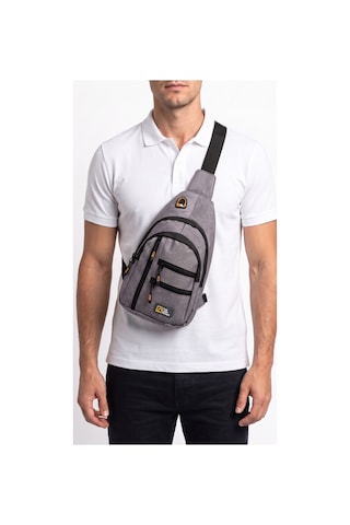 The Loop Desing Unisex Çok Bölmeli Çapraz Ayarlanabilir Askılı Göğüs Omuz Çantası Gri