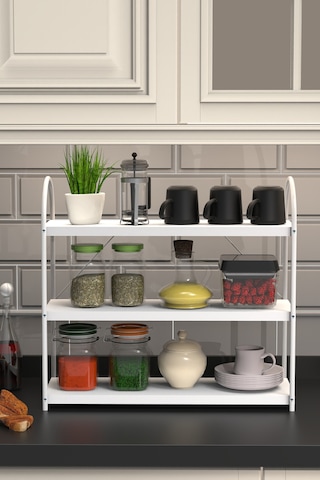 Bello Mutfak Rafı Tezgah Üstü 3'lü Oval 50 Cm Beyaz-beyaz Beyaz-beyaz