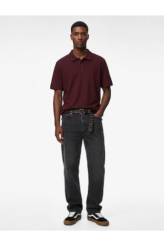 Koton Pamuklu Kısa Kollu Pike Kumaş Düğmeli Polo Yaka Slim Fit Tişört Bordo 6sam10293mk