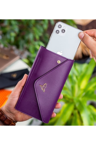 Bk Gift Kişiye Özel İsimli Telefon Ve Bozuk Para Bölmeli Zarf Model Mürdüm Kadın Cüzdanı, Sevgiliye Hediye, Anneye Hediye Renkli Çok Renkli