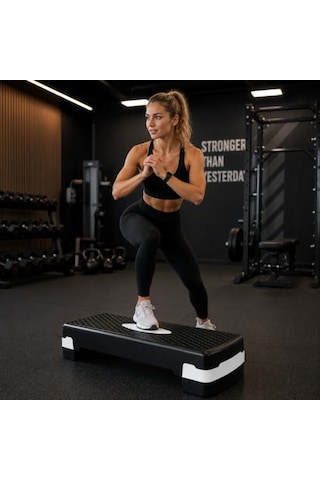 2 Kademeli Ayarlanabilir Step Tahtası, Kaymaz Yüzeyli Aerobik Fitness Kardiyo Egzersiz Platformu, Siyah Beyaz Ev Spor Stepper Tahtası, 10-14 Cm Yükseklik