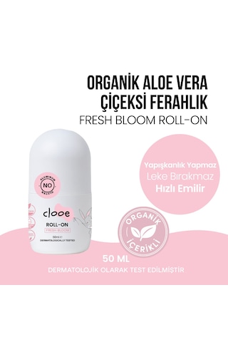 Alüminyum İçermeyen Hassas Cilt Uyumlu Organik Aloe Vera Ve Fresh Bloom Özlü Roll On Deodorant 2'li Set 2x50 Ml