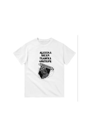 Göztepe Alayına İsyan Kısa Kollu Bisiklet Yaka T-shirt Beyaz