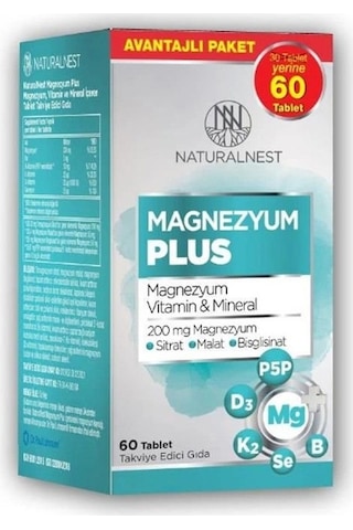Naturalnest Magnezyum Plus 60 Tablet Naturalnest Magnezyum Plus 60 Tablet