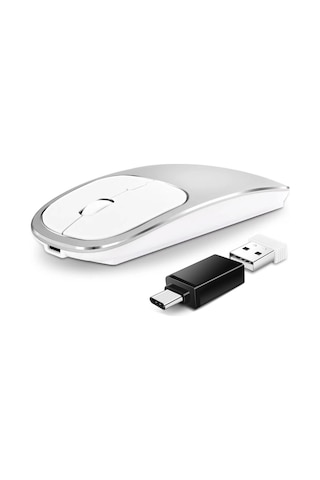 Type-C Adaptörlü 2.4G Kablosuz Optik Şarj Edilebilir Alüminyum Alaşımlı Mouse
