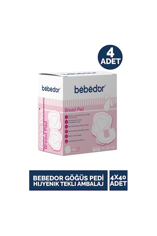 Bebedor Göğüs Pedi Hijyenik Tekli Ambalaj 40'lı 4 Adet
