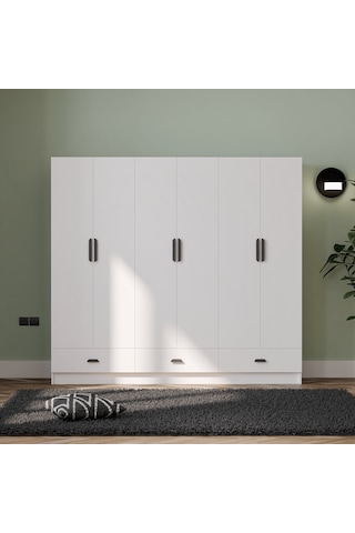 İnci 6 Kapak 3 Çekmeceli Mega Gardırop