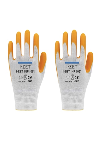 I-zet Inp05-sarı Beyaz Polyester Örme Nitril Eldiven 288 Adet