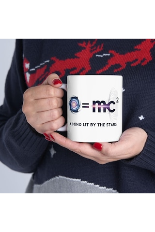 E Mc² Einstein Kupa, Bilimseverler Ve Fizikçiler İçin Tasarım Kupa Bardak Hediyesi Beyaz