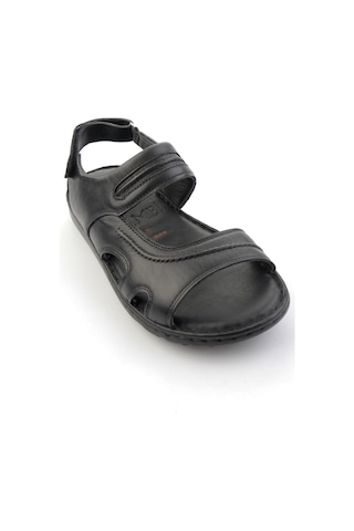 Siyah Hakiki Deri Erkek Sandalet E05437181303 Siyah